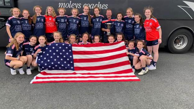 The New York team that won the Division 2 Girls Cup at the John West Féile Peile na nÓg 2019 finals.