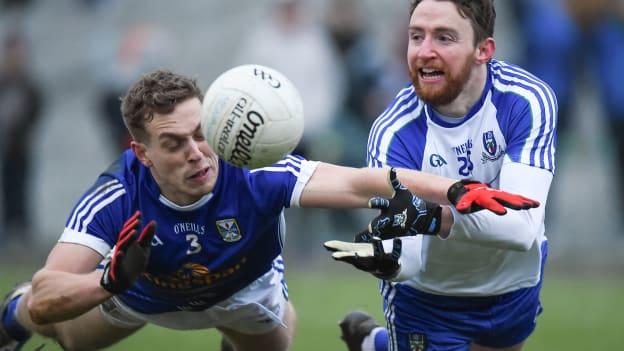Owen Duffy, Monaghan, and Padraig Faulkner, in action at Castleblayney.