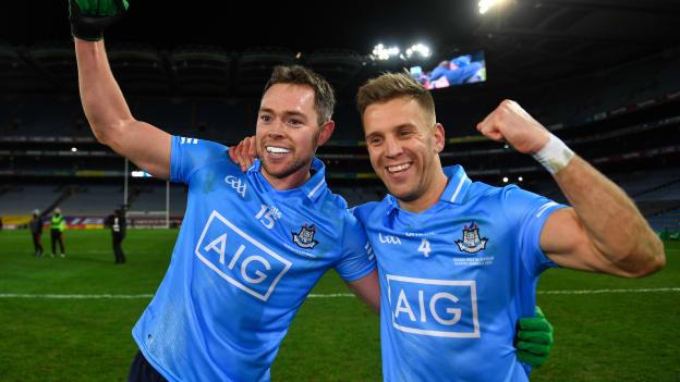 Dean Rock and Jonny Cooper celebrate at Croke Park.