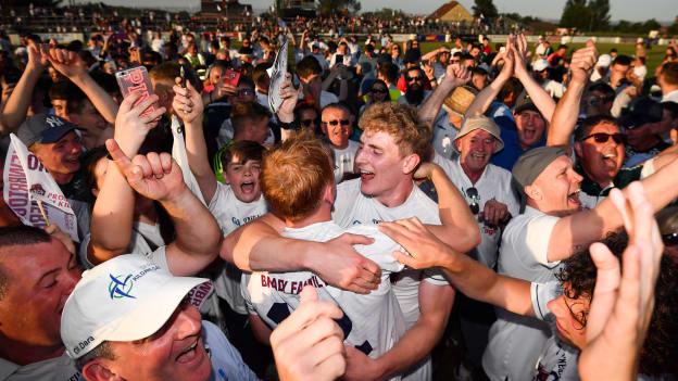Kildare players and supporters celebrating at St Conleth's Park, Newbridge.