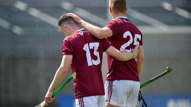 Darragh Clinton and Josh Coll walk off the field at TEG Cusack Park after their defeat to Limerick last month. 