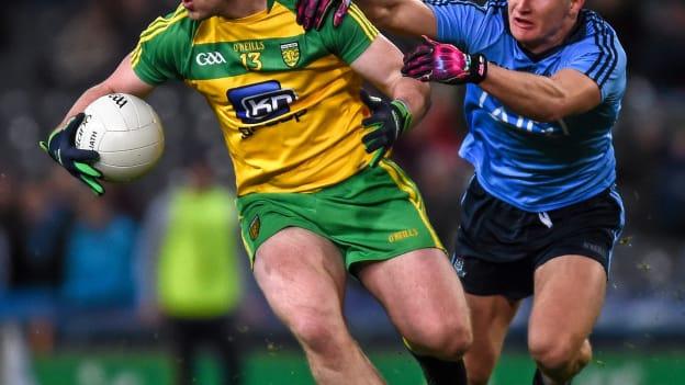 Dublin's Ciaran Kilkenny chases down Donegal's Patrick McBrearty in the 2016 Allianz Football League. 