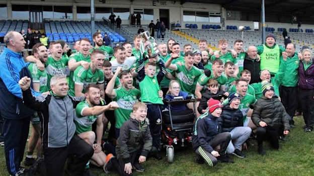 Joanne O'Riordan celebrates with the Legion footballers after victory over Dr. Crokes in the 2019 East Kerry Final. 