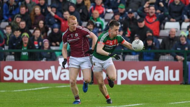 Declan Kyne and Cillian O Connor collide at Pearse Stadium.