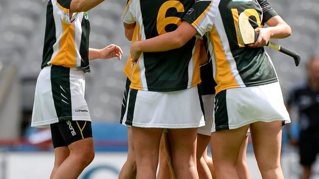 The Australia Camogie team celebrate their victory during the GAA World Games finals in 2016