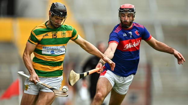 Tadhg Deasy, Blackrock, and James O'Carroll, Erin's Own, in action at Páirc Uí Chaoimh.