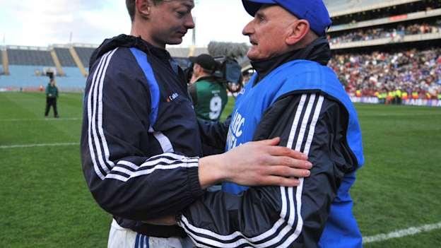 St Vincent's manager Mickey Whelan, right, with Hugh Coghlan after 2008 All-Ireland Club SFC Final in Croke Park. 
