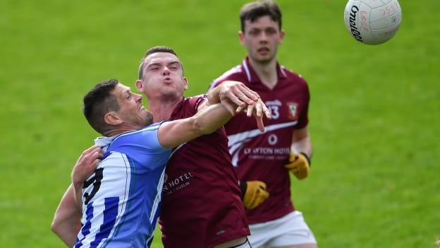 Declan O'Mahony, Ballyboden St Enda's, and Brian Fenton, Raheny, in Dublin SFC action.
