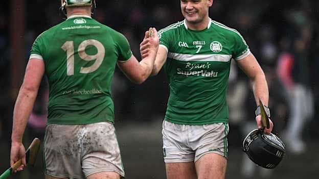 Kilmallock's Paddy O'Loughlin and Robbie Egan celebrate following a dramatic Limerick SHC semi-final win.