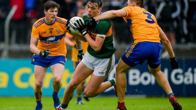 Kerry's David Clifford in Munster SFC Semi-Final action against Clare at Cusack Park.