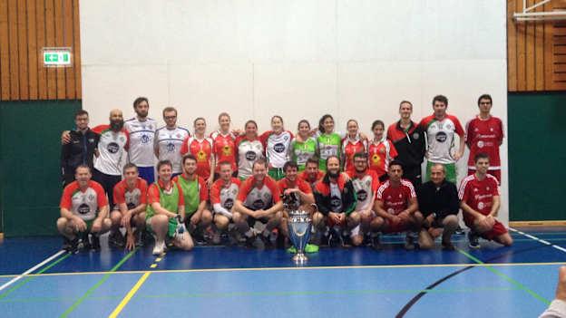 A group shot of competitors at a handball tournament hosted by Vienna Gaels. 