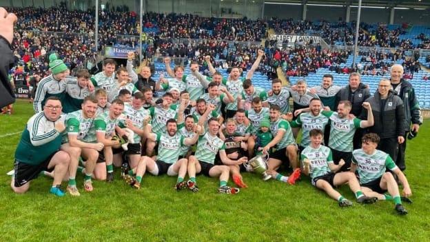 The Islandeady players and management celebrating following last month's Mayo JFC win at Hastings Insurance MacHale Park.