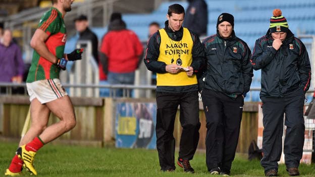 Tony McEntee, Sean Carey, and Stephen Rochford before Mayo played their first game of the year in the Connacht FBD League.