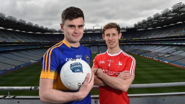 Michael Quinlivan, Tipperary, and Anthony Williams, Louth, pictured ahead of the Allianz Football League Division Three Final.