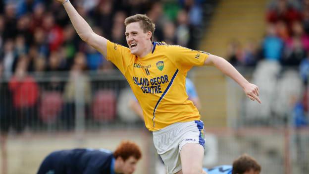 Cathaoir Quinn of Coalisland Fianna celebrates after scoring a goal in the drawn Tyrone SFC Final.