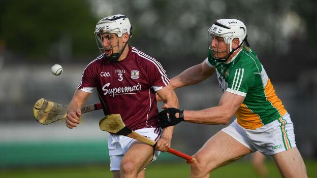 Daithi Burke, Galway, and Conor Mahon, Offaly, during the Leinster Senior Hurling Championship clash.