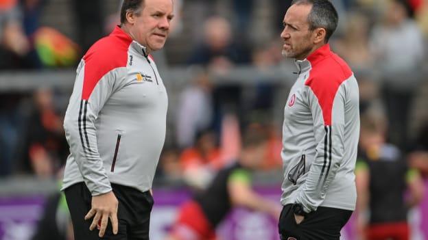 Joint Tyrone managers Feargal Logan and Brian Dooher.