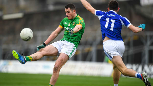 Brian Menton, Meath, in O'Byrne Cup action at Pairc Tailteann.
