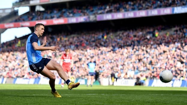 Paul Mannion scored a goal from a second half penalty for Dublin against Derry at Croke Park. Photo by Sam Barnes/Sportsfile