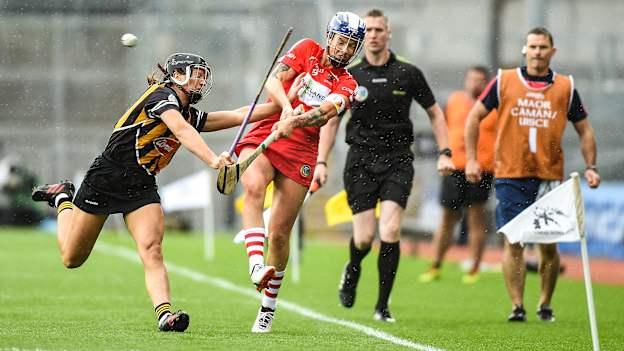 Ashling Thompson, Cork, and Julie Ann Malone, Kilkenny, collide at Croke Park.