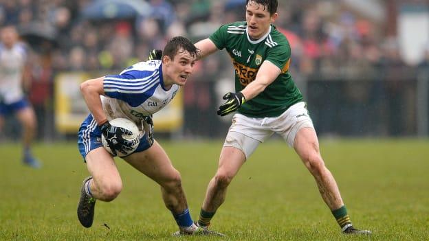 Thomas Kerr, Monaghan, and Ronan Shanahan, Kerry, in action at Inniskeen.