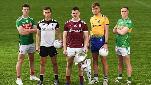 Diarmuid O'Connor, Niall Murphy, Damien Comer, Enda Smith, and Micheal McWeeney pictured at the Connacht Senior Football Championship launch.
