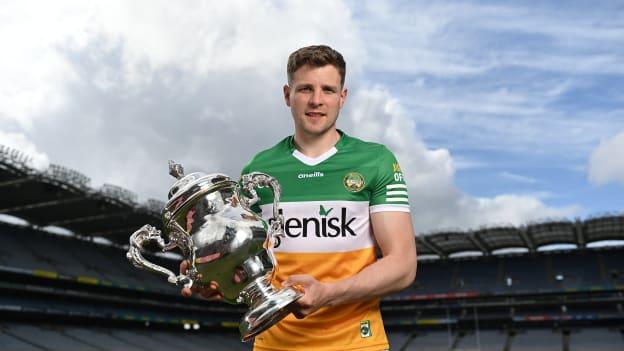 Johnny Moloney of Offaly during the Tailteann Cup launch at Croke Park in Dublin.