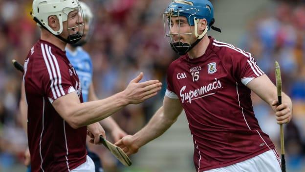 Joe Canning and Conor Cooney celebrate at O Connor Park.