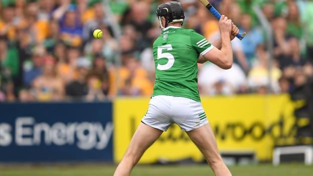 Diarmaid Byrnes scores the last point of the match in the drawn 2022 Munster SHC clash between Limerick and Clare. 