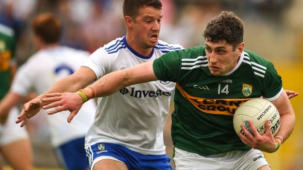 Ryan Wylie in action against Kerry's Paul Geaney during their 2018 All-Ireland SFC Quarter-Final Group 1 Phase 2 clash. 