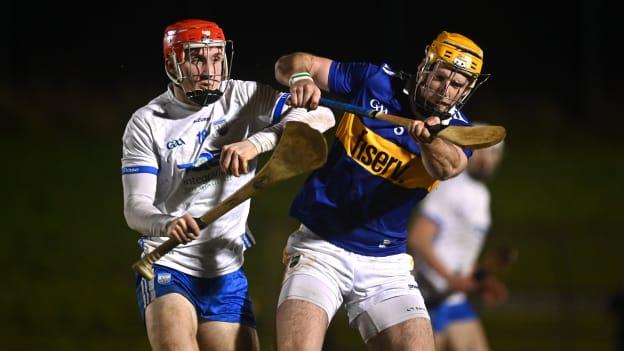 Carthach Daly of Waterford in action against Pauric Campion of Tipperary during the Co-Op Superstores Munster Hurling League Group 1 match between Waterford and Tipperary at Mallow GAA Sports Complex in Cork.