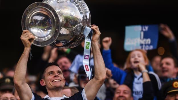 Stephen Cluxton raises the Sam Maguire Cup.