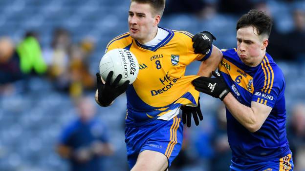 Nathan Breen of Beaufort in action against Rory McHugh of Easkey during the AIB GAA Football All-Ireland Junior Championship Final match between Beaufort and Easkey at Croke Park in Dublin. 