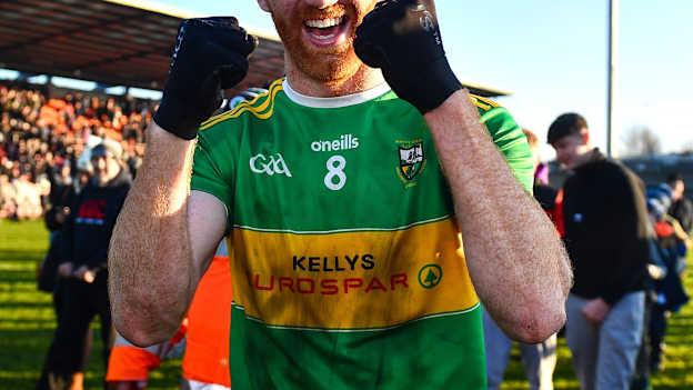 Conor Glass of Glen celebrates after the AIB Ulster GAA Football Senior Club Championship Final match between Glen Watty Graham's of Derry and Kilcoo of Down at the Athletics Grounds in Armagh. 