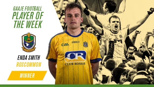 Roscommon forward Enda Smith has been named the latest GAA.ie Football Player of the Week after topping the poll with 5,489 votes