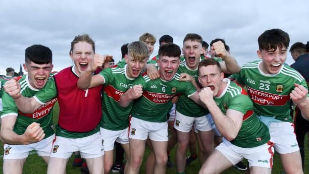 Mayo players celebrate following a dramatic game at Tuam Stadium.