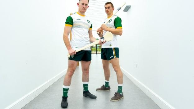 Ireland players Bryan Murphy and David McInerney pictured ahead of Saturday's Shinty-Hurling International against Scotland.
