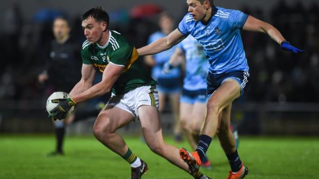 Jack Barry of Kerry in action against Dean Rock of Dublin during the Allianz Football League Division 1 Round 3 match between Kerry and Dublin at Austin Stack Park in Tralee, Kerry. 