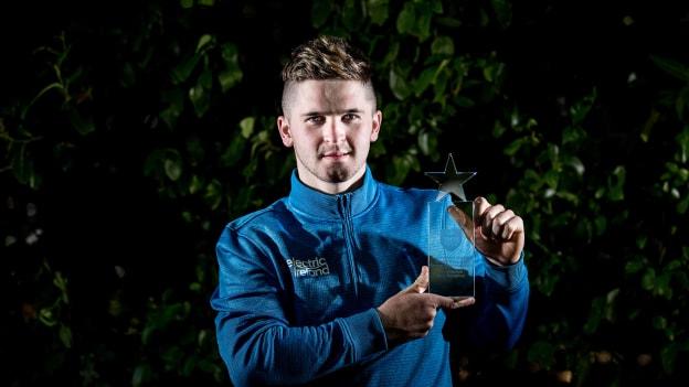DCU DÉ’s David Garland who received his Electric Ireland GAA Higher Education Rising Star Football Player of the Year trophy. Garland was outstanding throughout DCU DÉ’s journey to Electric Ireland Sigerson Cup glory in 2020. The Monaghan forward scored a total of 1-14 across all games, finishing off with four magnificent points from play and a man of the match performance as he led DCU DÉ to victory in this year’s final over IT Carlow.
