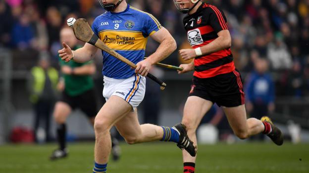 Cian Lynch, Patrickswell, and Billy O'Keeffe, Ballygunner, in AIB Munster Club action at Walsh Park.