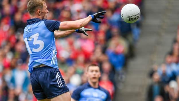 Paul Mannion scoring a first half goal for Dublin against Louth in the Leinster SFC Final at Croke Park. Photo by Seb Daly/Sportsfile