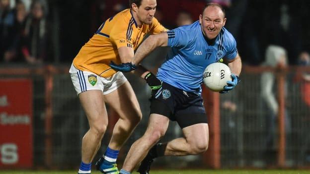 Eoin Bradley of Killyclogher in action against Dermot Thornton of Coalisland during the Tyrone County Senior Club Football Championship Final replay.