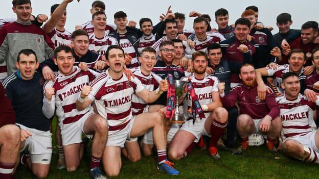 Slaughtneil players celebrating following the AIB Ulster Club SHC win.