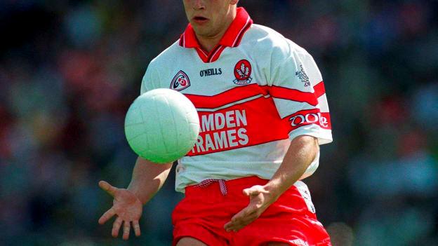 Gaelic Games Europe’s Head of Operations, Chris Collins, pictured playing for Derry in the 2000 All-Ireland Minor Football Final against Cork. 