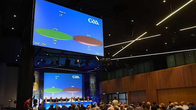 Delegates voting during the 2018 GAA Annual Congress at Croke Park.