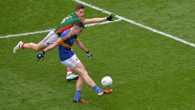 Michael Quinlivan shoots during the All Ireland SFC Semi Final.