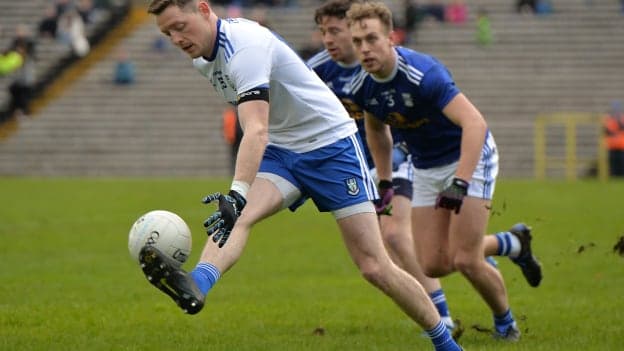 Conor McManus of Monaghan, left, in action against Padraig Faulkner of Cavan during the Allianz Football League Division 1 Round 6 match between Monaghan and Cavan at St Tiernach's Park in Clones, Monaghan. 