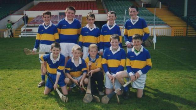 The Patrickswell NS team that won the Limerick City INTO Mini Sevens title in 2005. Diarmaid Byrnes is pictured in the front row on the extreme right. 