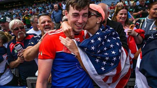 New York goalkeeper Jack Dennis following the 2023 All-Ireland Junior Football Final win over Kilkenny at Croke Park. Photo by David Fitzgerald/Sportsfile