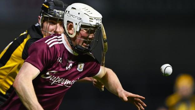 John Fleming, Galway, and Darragh Corcoran, Kilkenny, during the Bord Gais Energy Leinster Under 20 semi-final at MW Hire O'Moore Park.